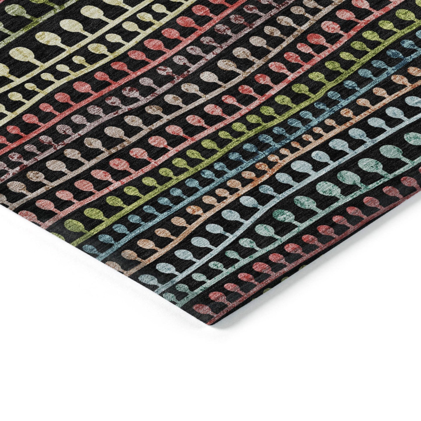 5' X 8' Black Green And Gold Striped Washable Indoor Outdoor Area Rug - LittleLoafRoastingCo